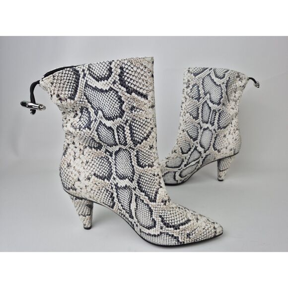 Longchamp Women's Python Print Leather Heel Ankle Boots Size 40 $890 - Picture 4 of 6
